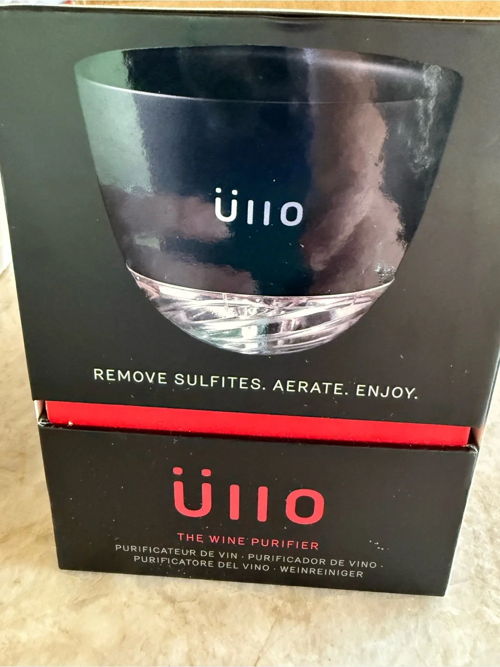 Gift for wine drinkers!  Üllo Wine Purifier - Black with Red Accents